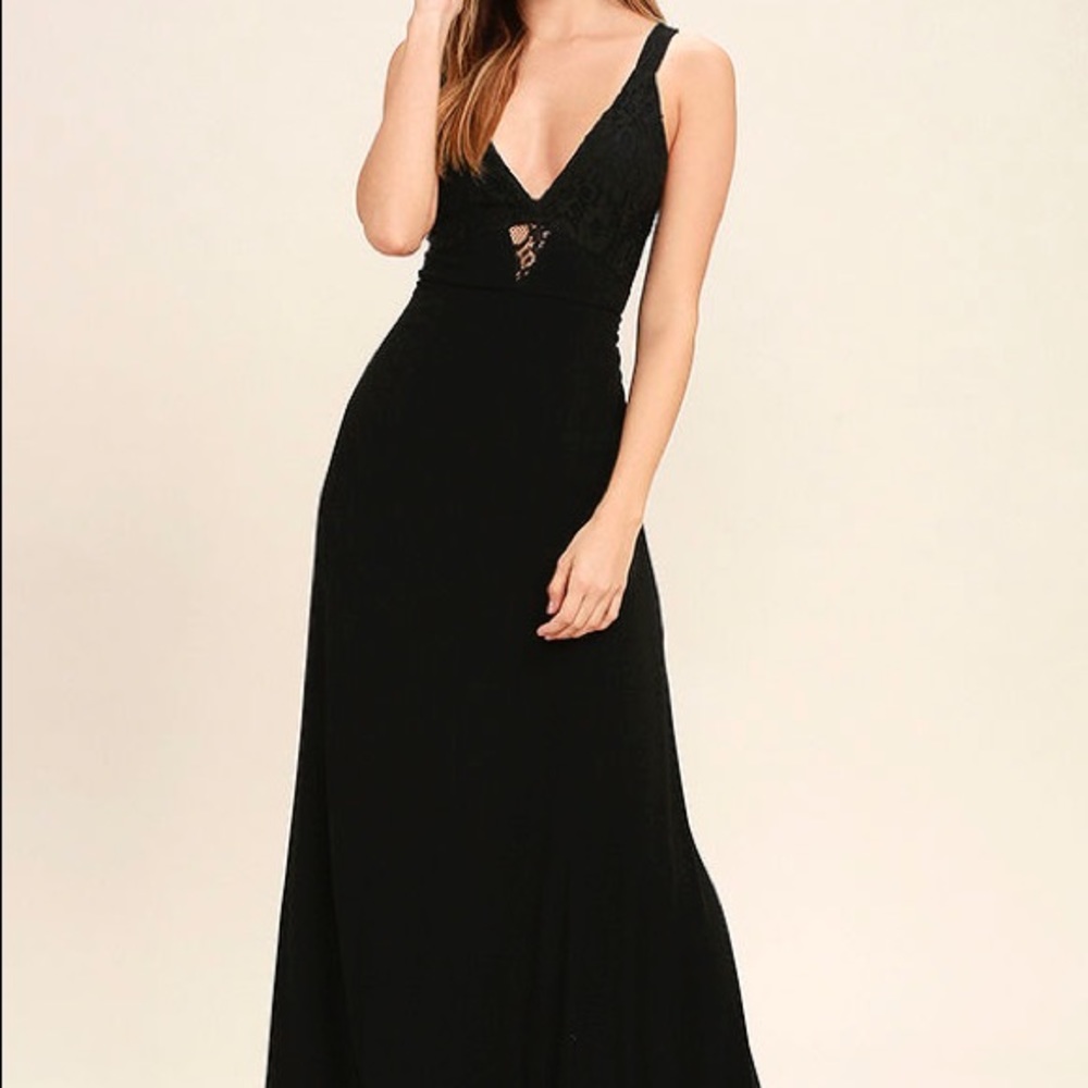 Play That Song Black Lace Maxi Dress